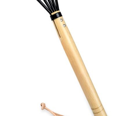 15" Gardeners Claw Rake | Military Grade Steel 6 Tines and Prime Wood Japanese Ninja Claw Garden Rake or Cultivator for Perfect Pulverized and Aerated Soil, Ergonomic Wooden Handle for Firm Grip