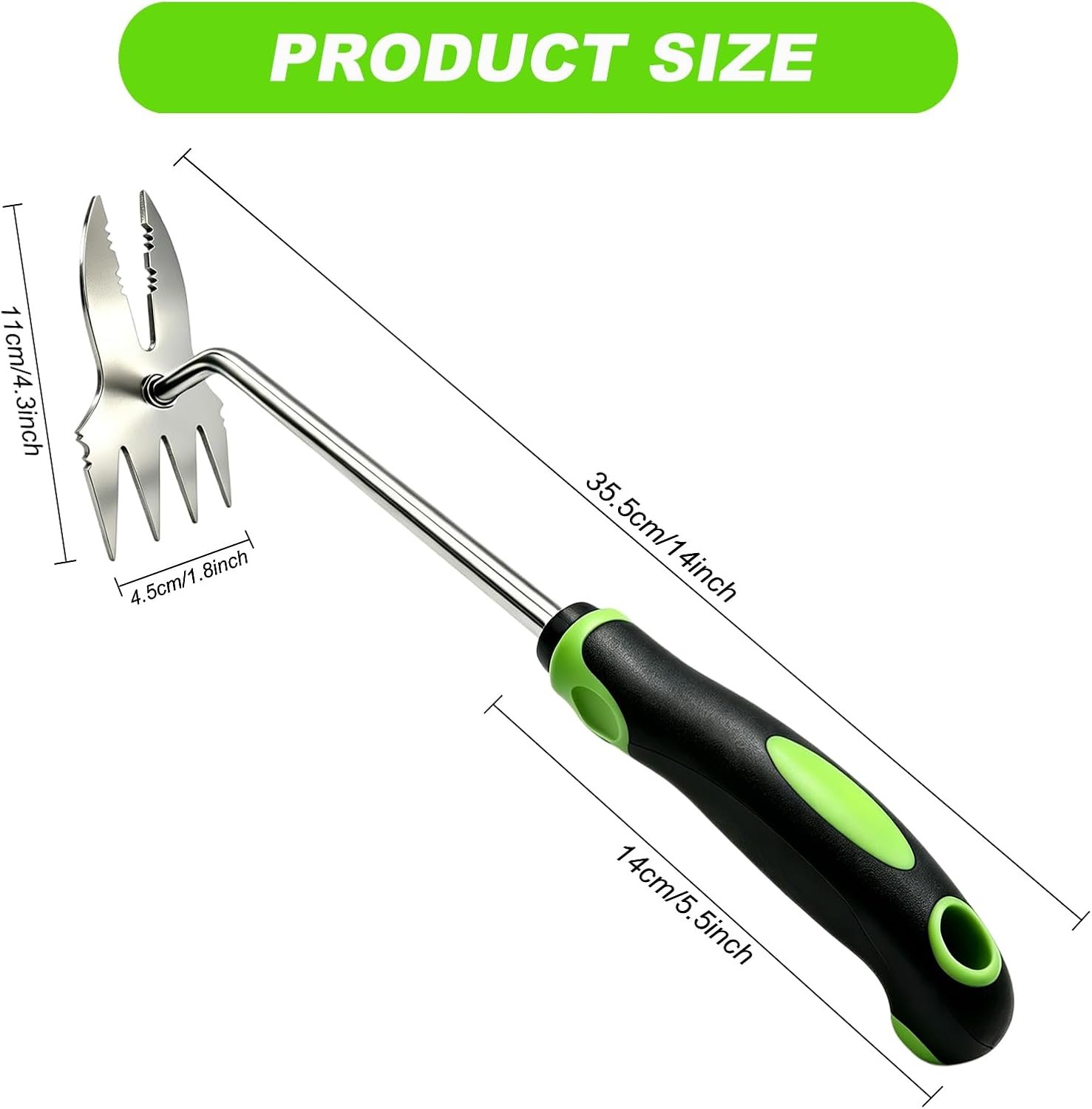 Weed Puller Tool, 2-in-1 Bionic Jaw Garden Weeder, 14 Inch Stainless Steel Hand Held Root Removal Tool for Vegetable Gardening and Backyard Farm Planting
