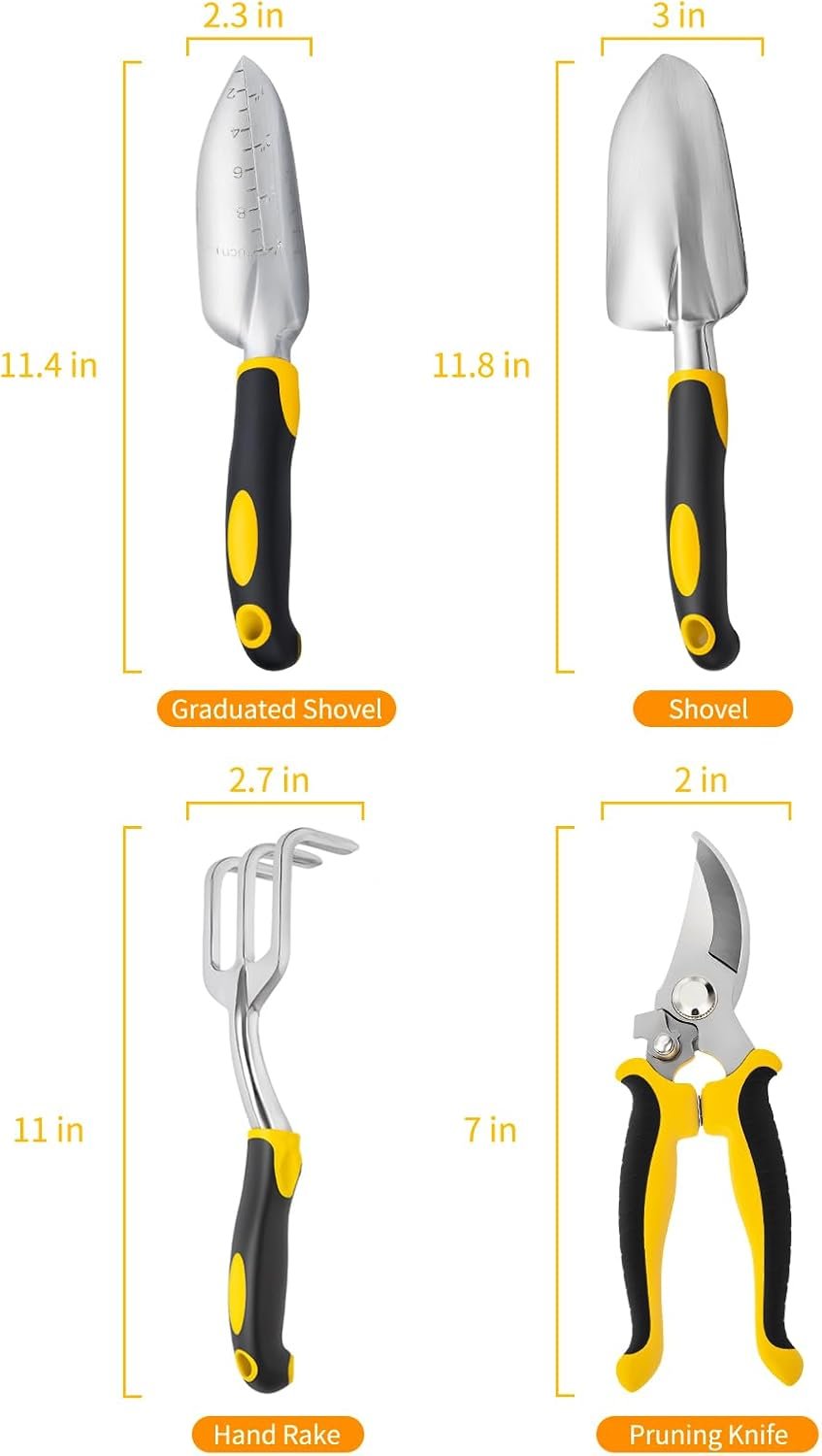 Garden Tool Set 4-Piece,Heavy Duty Aluminum Gardening Tools | Rust-Proof Gardening Hand Tools,With Non-Slip Ergonomic Handle,The Ideal Gift for Garden Enthusiasts.