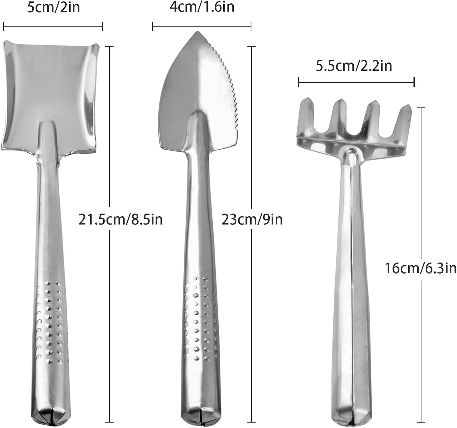3 Pieces Mini Garden Tools Set, Stainless Steel Shovel Rake Spade Gardening Kit Lightweight Hand Trowel Transplant Trowel Hand Rake for Loose Succulents Potted Flower Seedling Soil | Shovel Rake Spade Gardening Kit, Lightweight Hand Trowel, Transplant Trowel Hand Rake