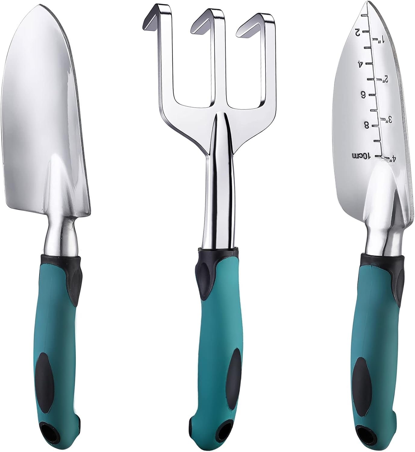 Garden Tools Set, 3 Piece Heavy Duty Gardening Tools Cast Aluminum with Soft Rubberized Non-Slip Handle, Durable Garden Hand Tools Garden Gifts for Men Women