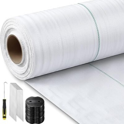 White Woven Weed Barrier Fabric Installation Kit