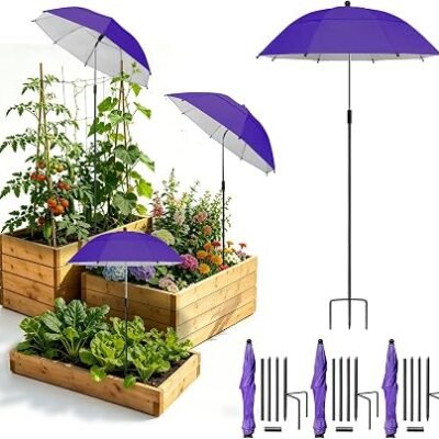 Purple Garden Plant Umbrellas with Support Stakes