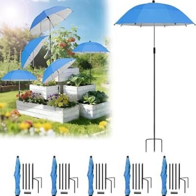 Blue Adjustable Plant Shade Umbrella Set