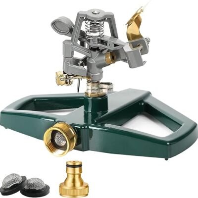 Heavy Duty Metal Pulsating Sprinklers for Yard - 360 Degree Roating Automatic Water Sprinkler for Lawn with Metal Base, Impact Sprinklers for Large Area Covers Up to 85?? Diameter