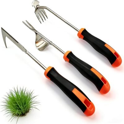 3 in 1 Garden Weeding Tool Set ?C Manganese Steel Weed Puller, Crack & Crevice Weeder, Ergonomic Scratch Tool for Vegetable Gardening, Lawn Yard Flower Bed Weeding ?C Heavy Duty Rustproof Hand Tools