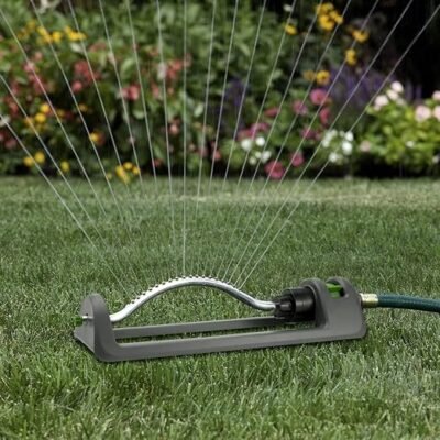 Wide-Coverage Oscillating Lawn Sprinkler with Metal Base