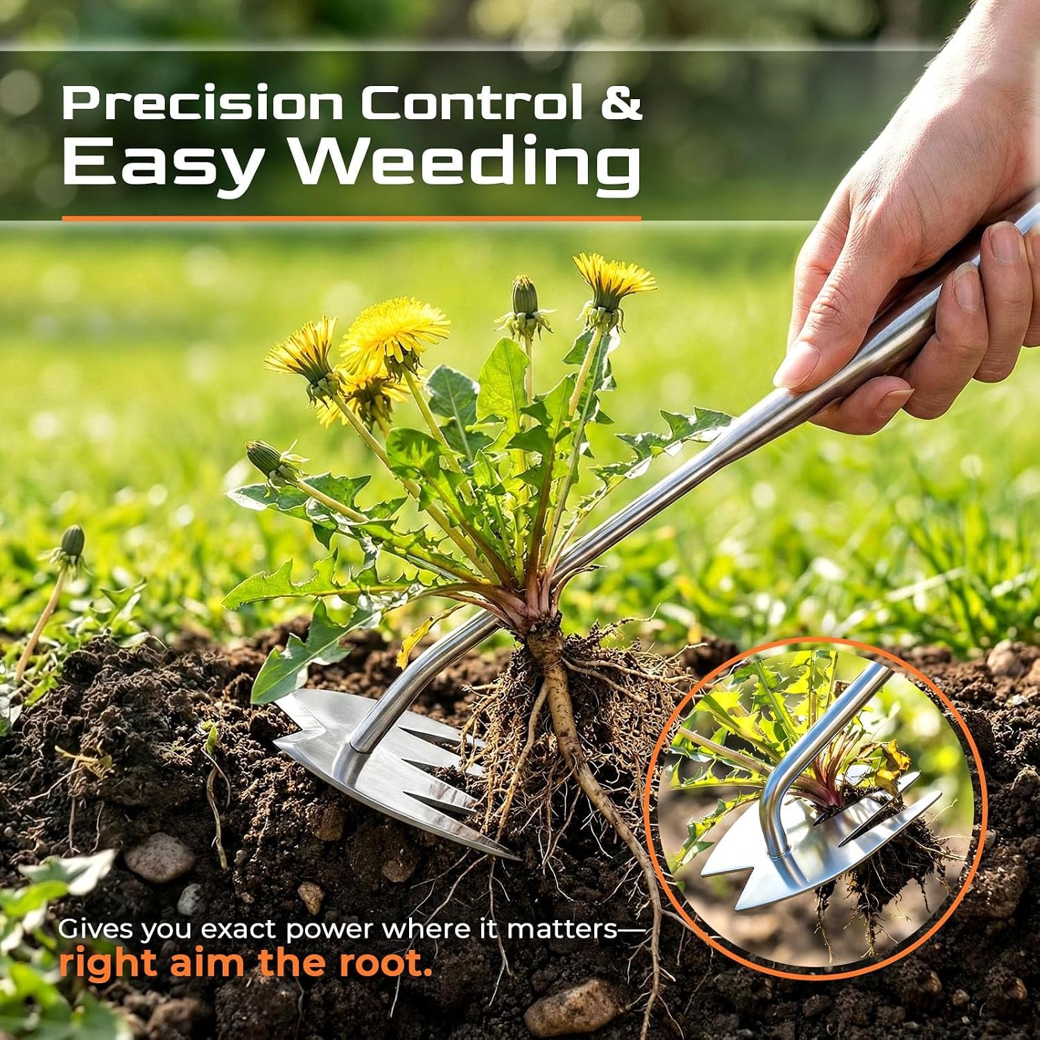 Weed Puller Tool, Heavy-Duty Stainless Steel Garden Hand Weeding Tool | Portable Weeder for Lawns, Flower Beds & Yards, Efficient Deep Root Removal