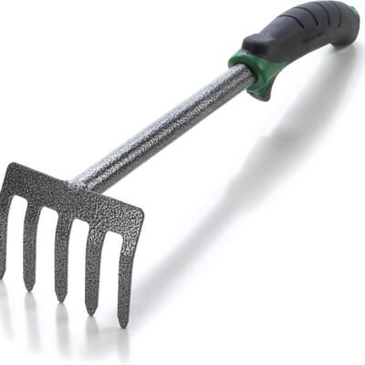 Hand Cultivator Mini Rake - ErgoGrip with Bend Proof Carbon Steel Design - Hand Tool loosens Soil, rips Out Weeds, Hand Tiller Garden Tool - Rust Proof Heavy Duty Tines and Shaft