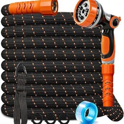 Expandable Garden Hose Kit with Nozzle and Storage Accessories