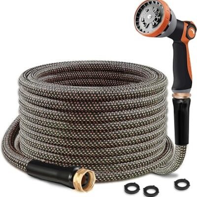 Heavy-Duty Flexible Garden Hose with Multi-Pattern Nozzle